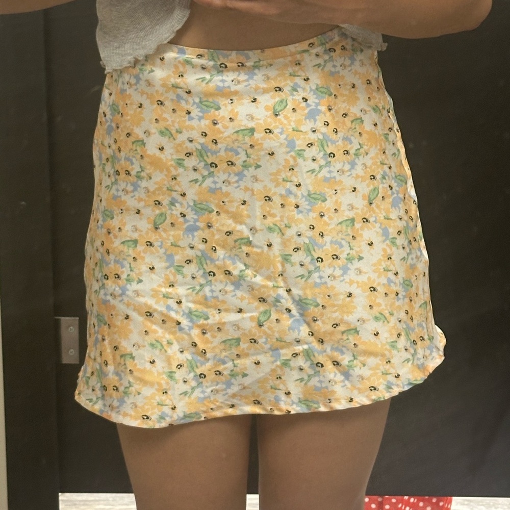 Princess Polly Floral Mini Skirt in Yellow and Blue